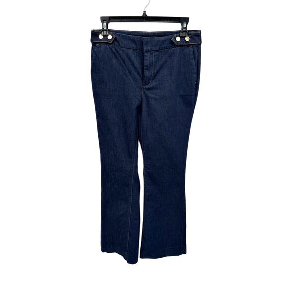 CHICOS Denim The Platinum Trouser Wide Leg Jeans with Gold Button Hardware // XS - Picture 1 of 9